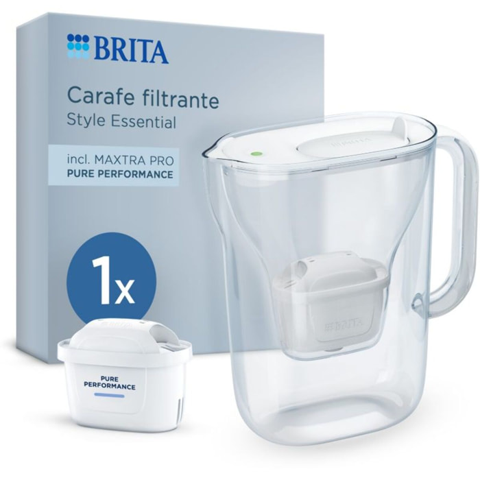 Carafe filtrante BRITA Style Essential Blanc + 1 cartouche Maxtra Pro