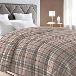 INTRECCI Piumino Matrimoniale, 260 x 260 cm, Piumino Ecologico, Caldo, Invernale, 300 g/m², Anallergico e Antiacaro, Made in Italy, Lavabile in Lavatrice, Soffice, Morbido. Fantasia: Scozzese Beige