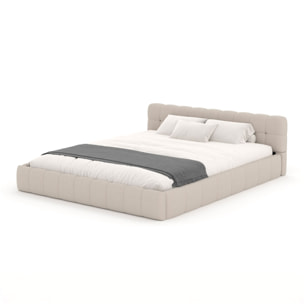 Lit style nuage 160x200cm en velours beige PRINCETON