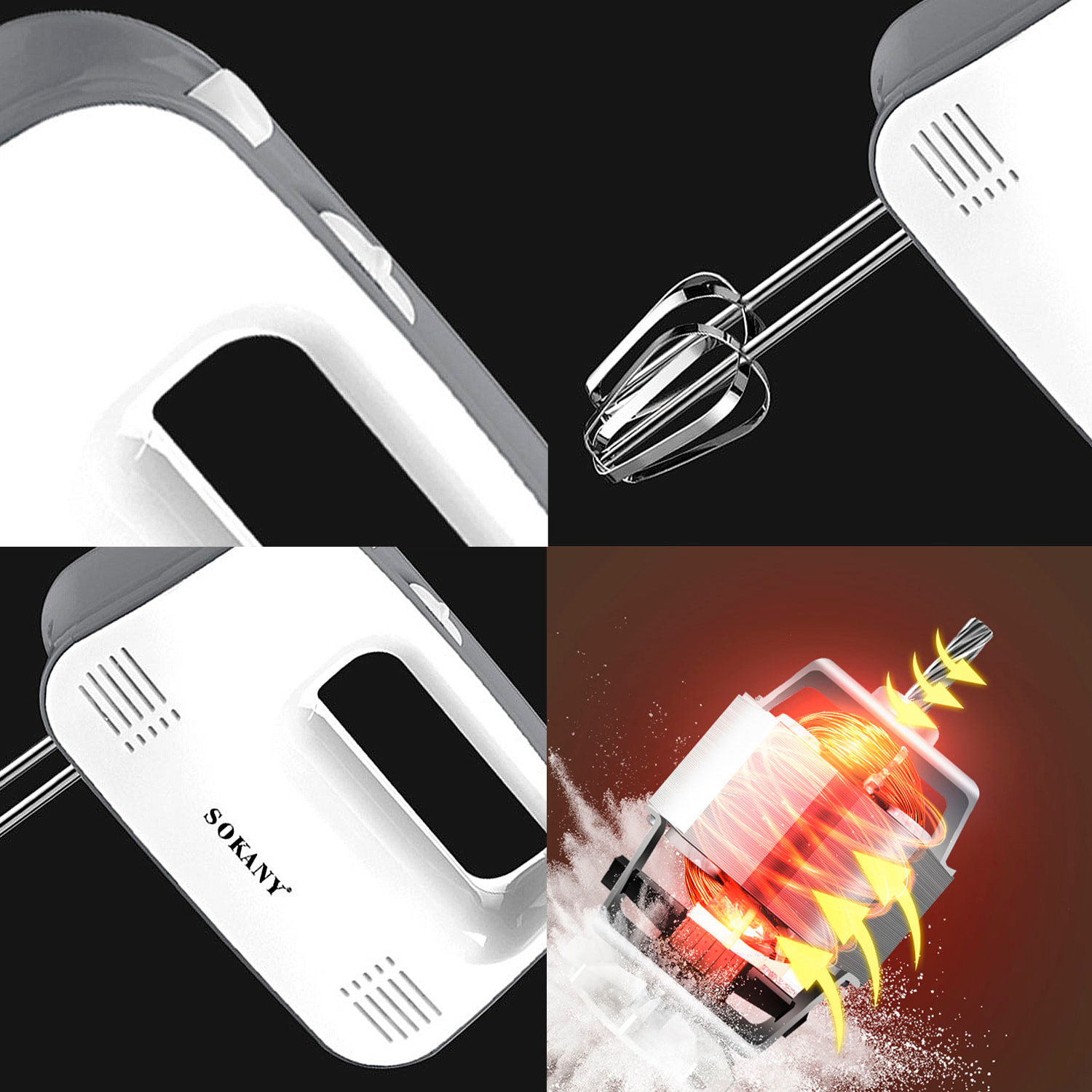 Frullatore a mano doppio con fruste da 400W, 3 velocità e funzione di estrazione turbo.