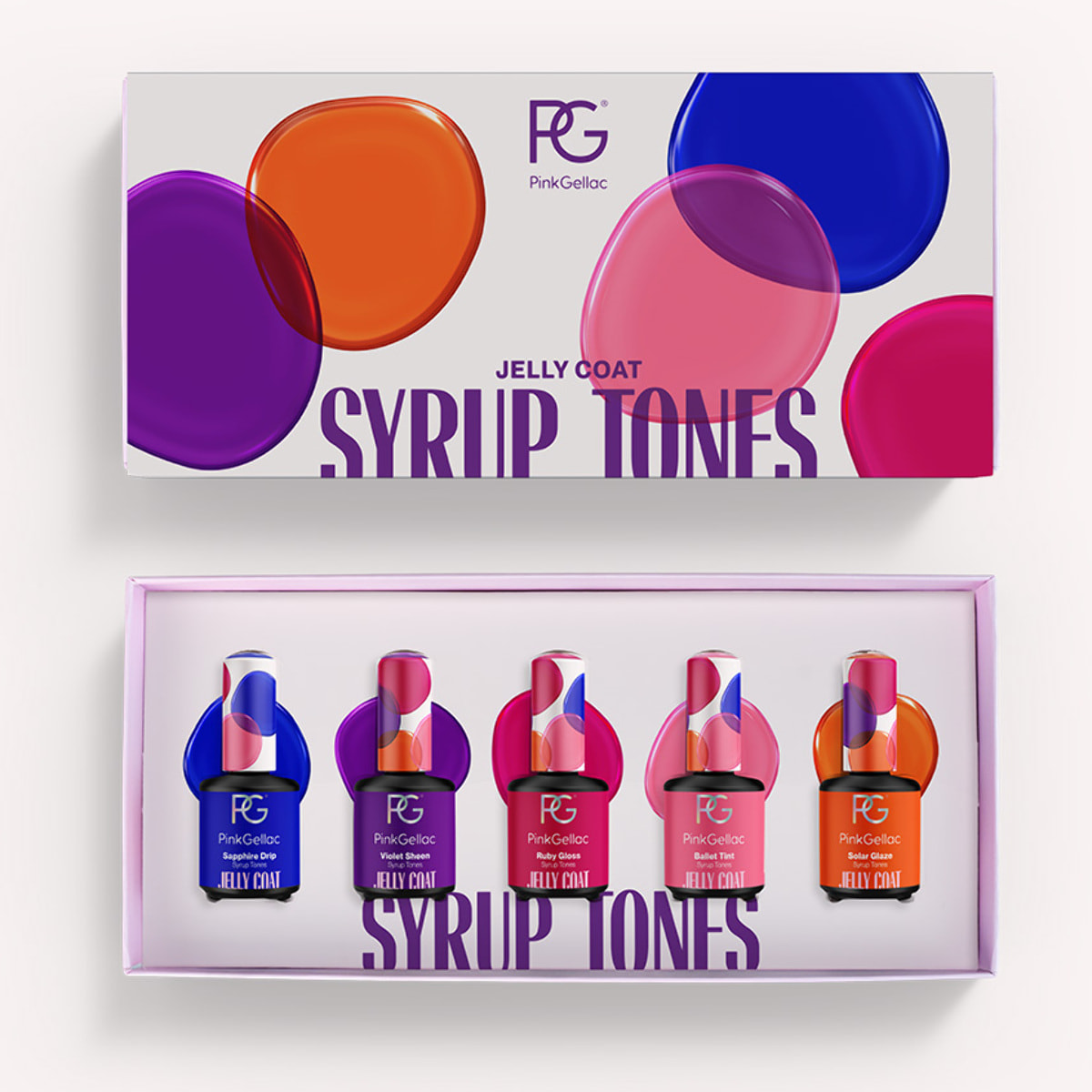 Set vernis semi-permanent - Syrup Tones - Jelly Coats - 5x 15 ml