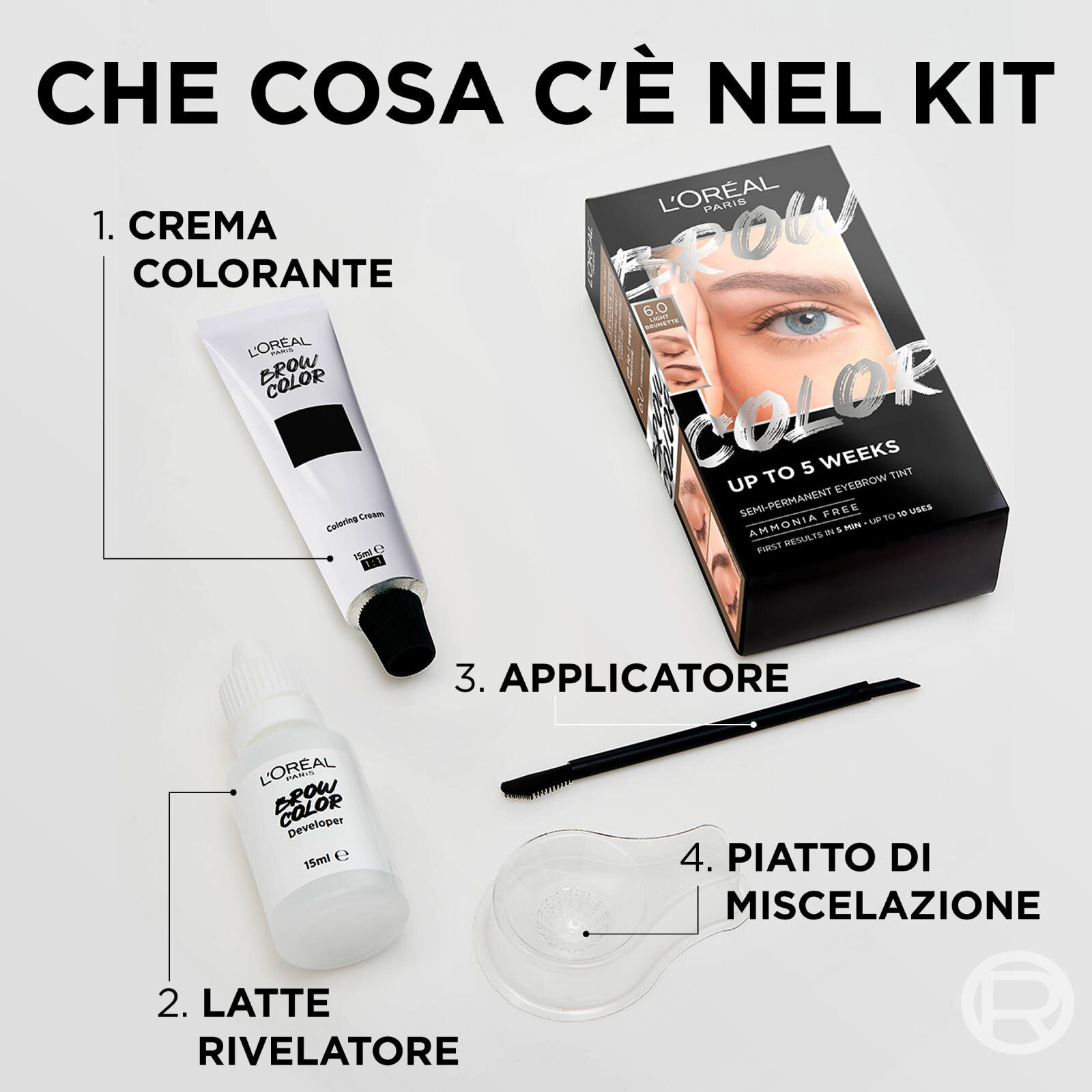 Tinta Semi Permanente per Sopracciglia 3.0 Dark Brunette Brow Color Effetto Naturale Senza Ammoniaca