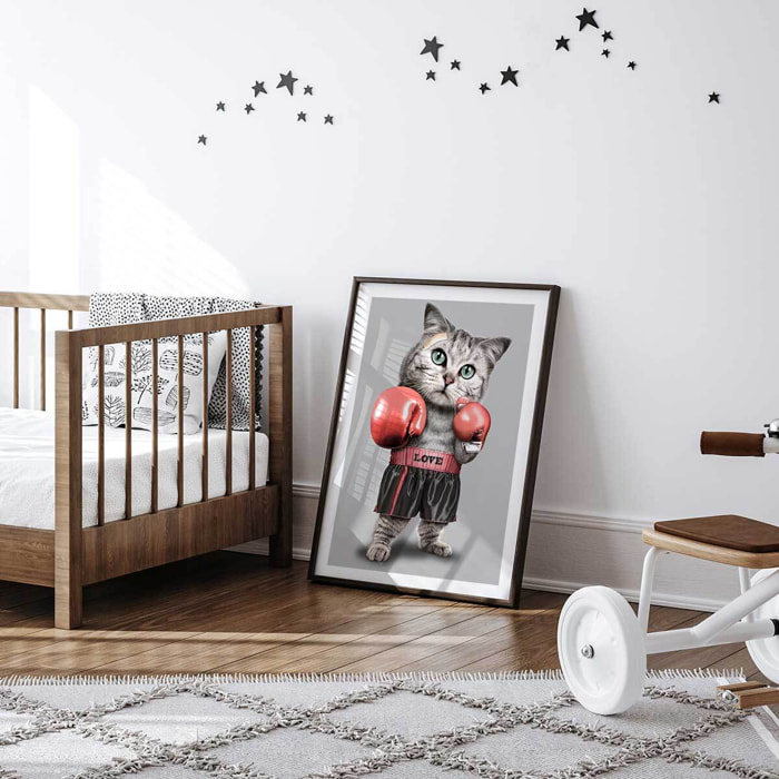 Affiche enfant chat boxeur  Affiche seule