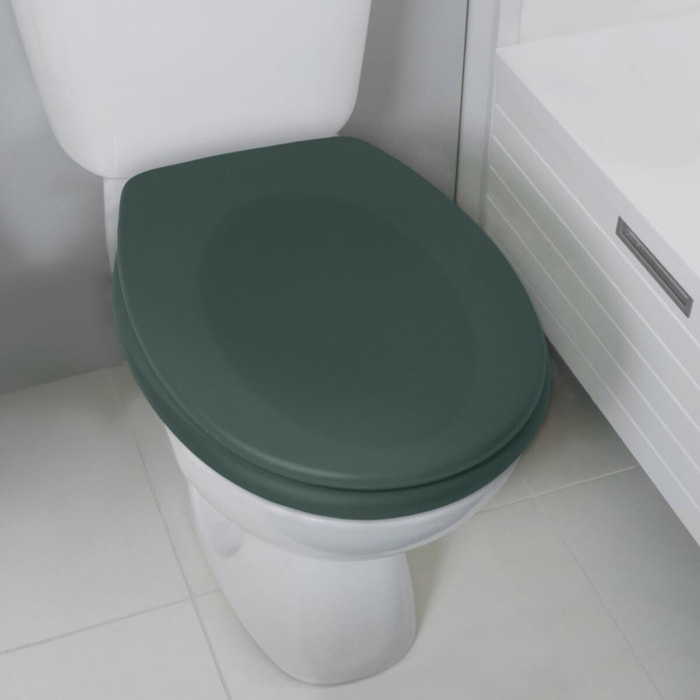 Abattant wc Thermo dur avec frein de chute NEELA Vert Foncé mat - Charnières ABS Chromé Spirella