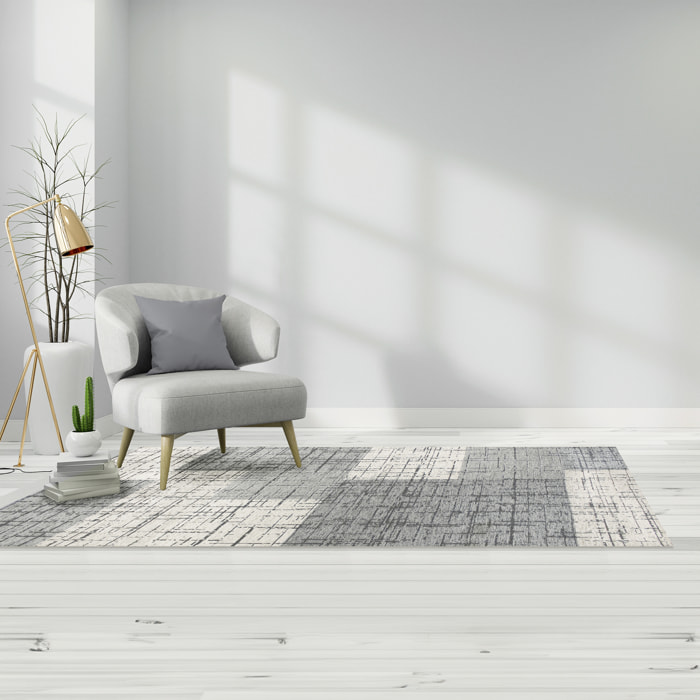 TAPPETO ARREDO GEOMETRICO DIS. MONDRIAN FANGO 115X175 CM CON ANTISCIVOLO