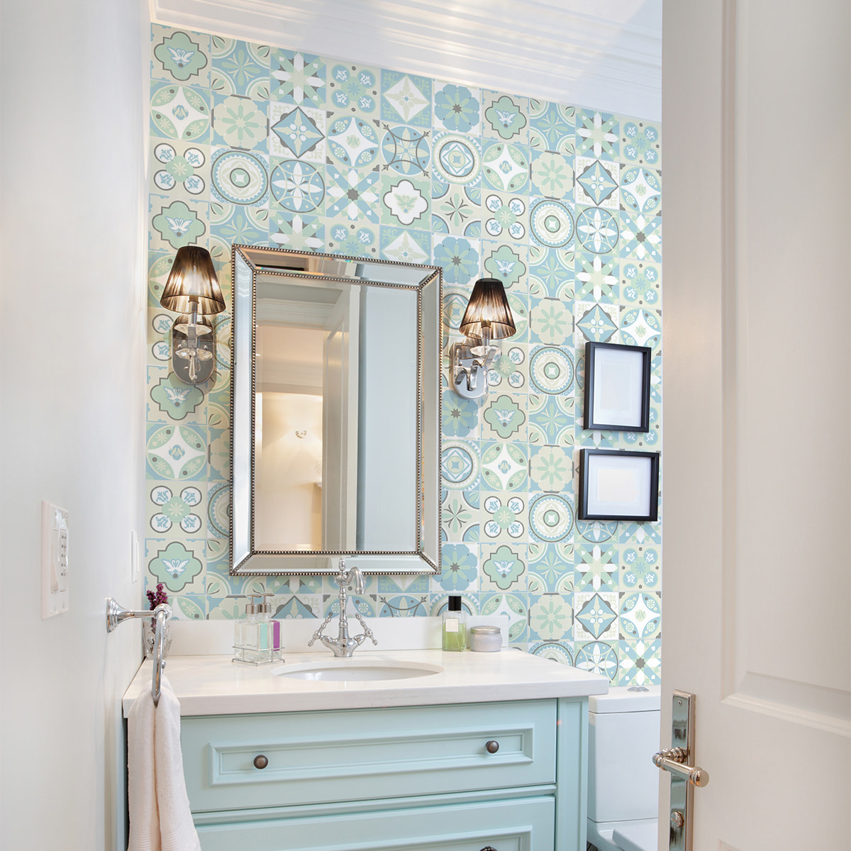 Stickers muraux - Sticker Mural Carrelage adhésif Cuisine Salle de Bain - 24 STICKERS CARRELAGES AZULEJOS GUILIANITA