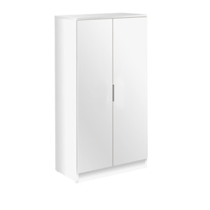 Armadio multifunzione a due ante con sei ripiani, colore bianco, Misure 55 x 108 x 36 cm