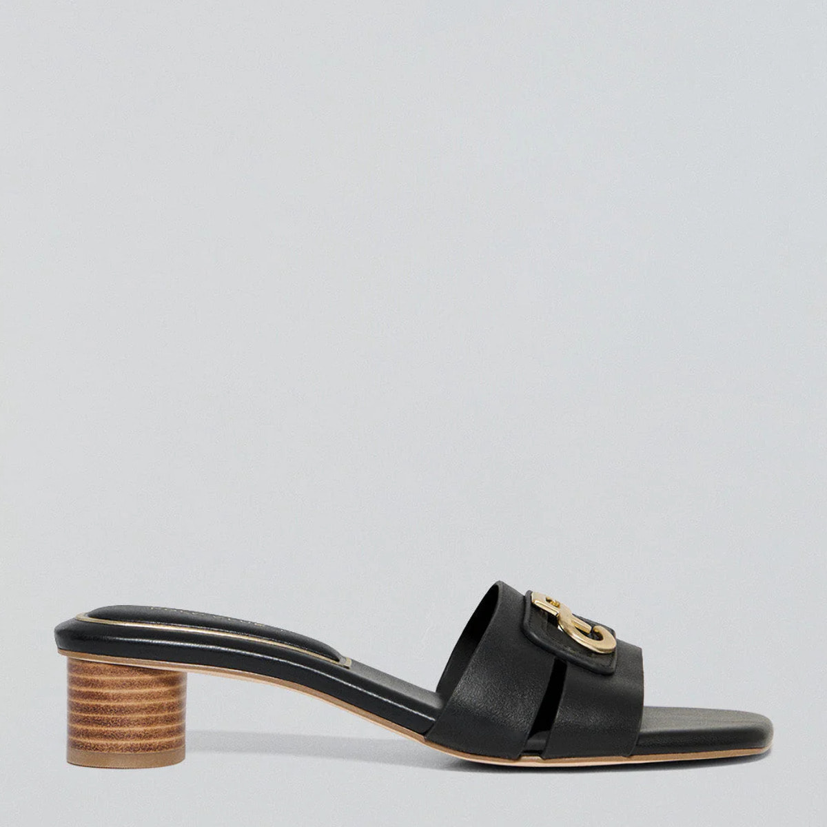 Mules con tacco alto Giorgia nere con dettagli metallici