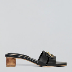 Mules con tacco alto Giorgia nere con dettagli metallici