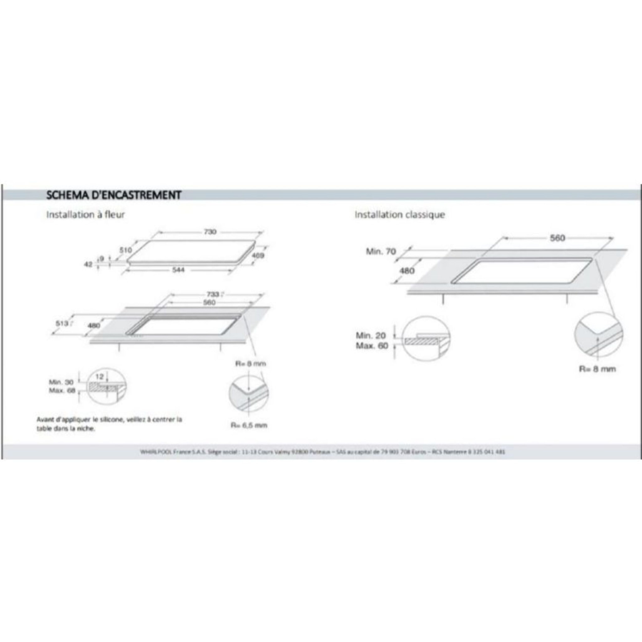 Table gaz WHIRLPOOL GOWL758NBFR 75cm