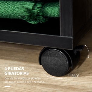 Armario Ropero con Ruedas Armario para Ropa con Barra Estantes Abiertos Organizador para Colgar Ropa de Dormitorio 60x40x128 cm Negro