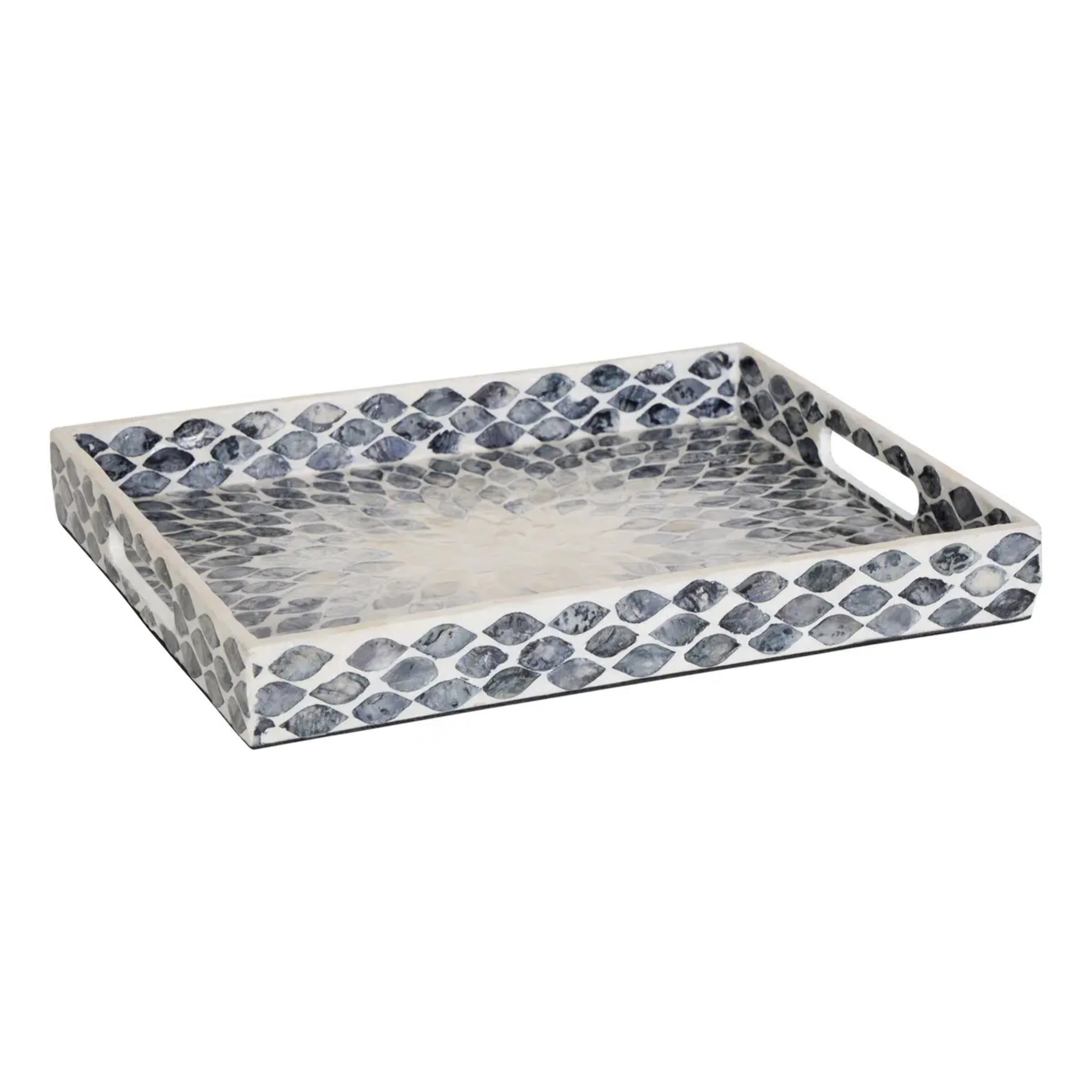 Plateau rectangulaire Sheila 36,50x28,50x3,80 cm nacré gris