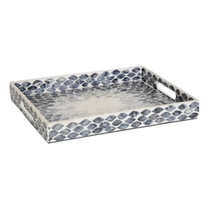 Plateau rectangulaire Sheila 36,50x28,50x3,80 cm nacré gris
