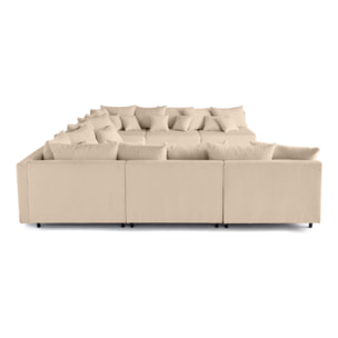 Edinburg - canapé modulable panoramique 8 places - en velours côtelé - Beige
