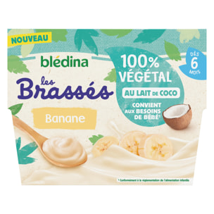 6x4 Brassés 100% Végétal Lait de Coco Banane - Bledina - Dès 6 mois