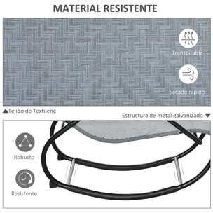 Tumbona Mecedora de Exterior con Reposabrazos y Reposacabezas 61x160x79cm Gris