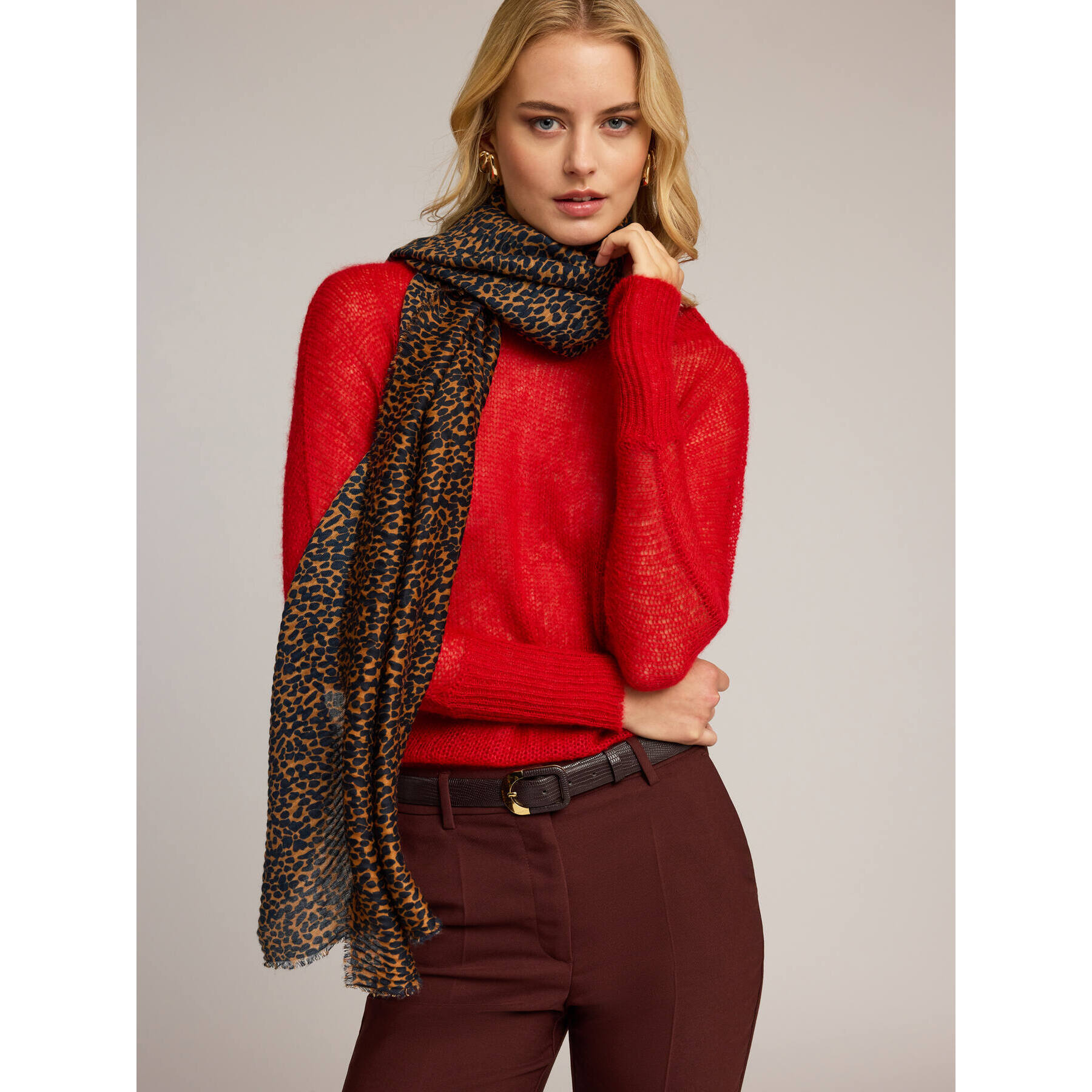 Motivi - Stola plissé fantasia animalier - Marrone