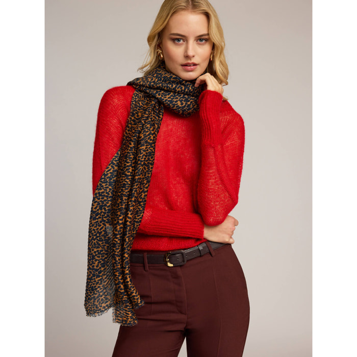 Motivi - Stola plissé fantasia animalier - Marrone