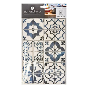 Lot de 2 stickers carrelages ciment bleus