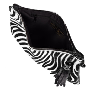 Ermine Borsa a tracolla Donna. Pelle autentica Sauvage Cavallino Zebra