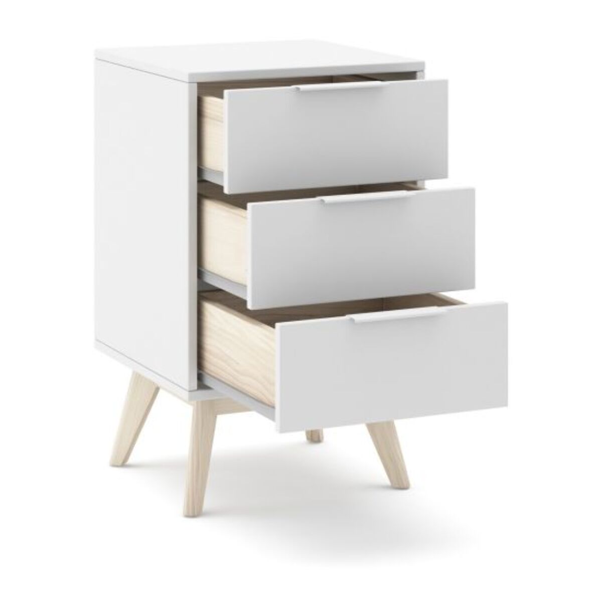 Mesita de noche Numa 3 cajones Blanco - Oak Soft