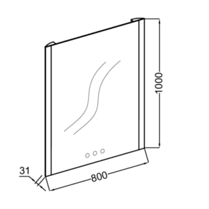 Miroir 3 trous pour mitigeurs Grands Boulevards 80 cm