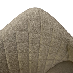 Set di 4 sedie LISBONA in tessuto beige e gambe in metallo nero, con braccioli