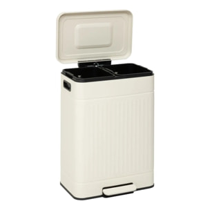 Poubelle Nova avec Pedale 2x30L Beige 45,5x36,5x67 cm