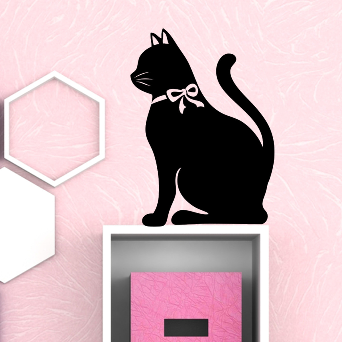 Sticker ardoise tableau noir - stickers muraux adhésif effaçable - CHAT AVEC UN NOEUD