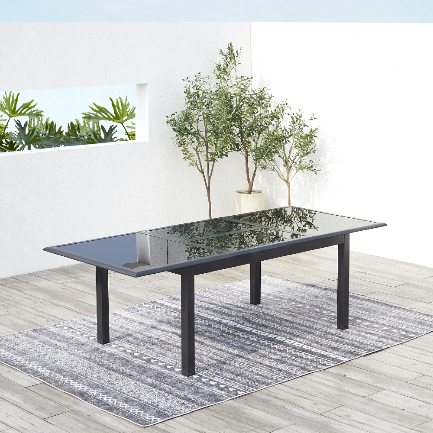Table de jardin et 8 chaises en aluminium gris BAFFADI