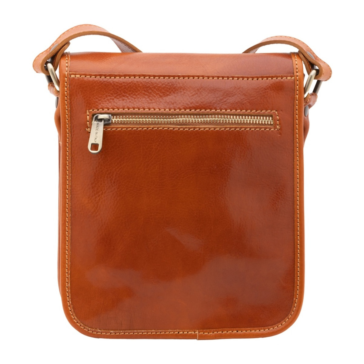 Borsa a tracolla uomo in vera pelle - Modello False - Made in Italy - 23.0 x 20.0 x 9.0 cm