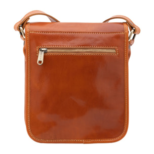 Borsa a tracolla uomo in vera pelle - Modello False - Made in Italy - 23.0 x 20.0 x 9.0 cm