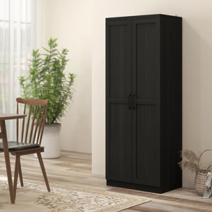 Buffet haut - armoire cuisine - 4 étagères réglables - dim. 60 x 40 x 160 cm - effet bois noir