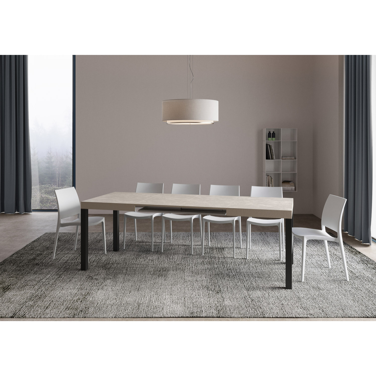 Table extensible 80x140/224 cm Everyday Cachemire cadre Anthracite