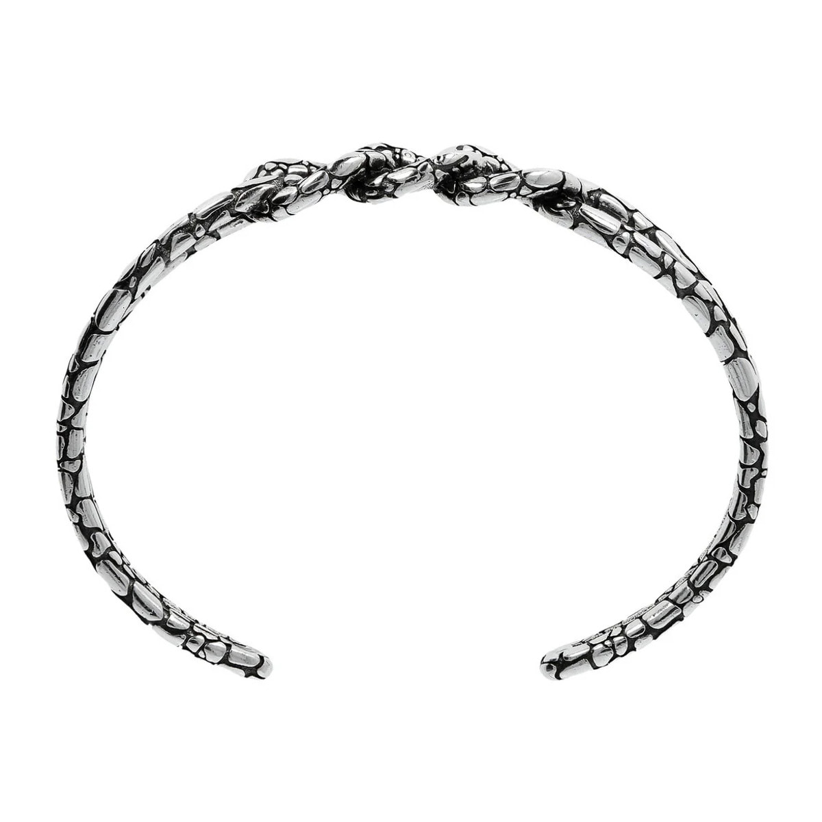 Bracciale Rigido Texture Serpente Placcato Rodio