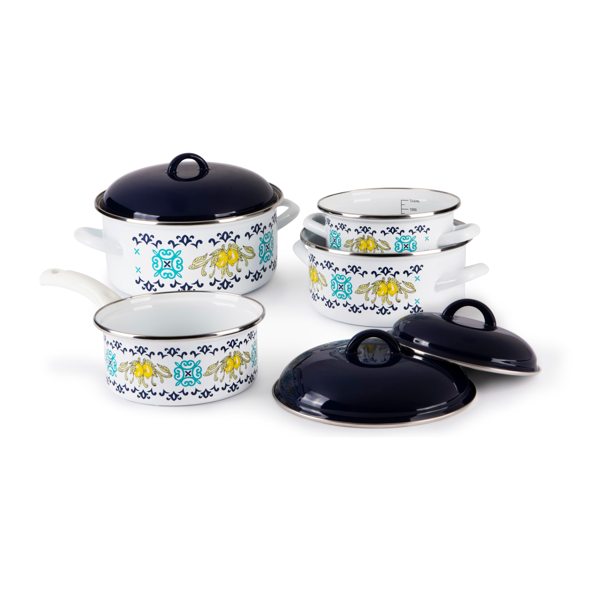 Batteria 7 pezzi Excelsa – Amalfi, Acciaio smaltato Multicolore