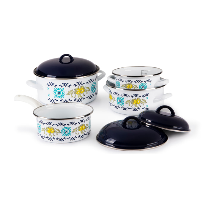 Batteria 7 pezzi Excelsa – Amalfi, Acciaio smaltato Multicolore