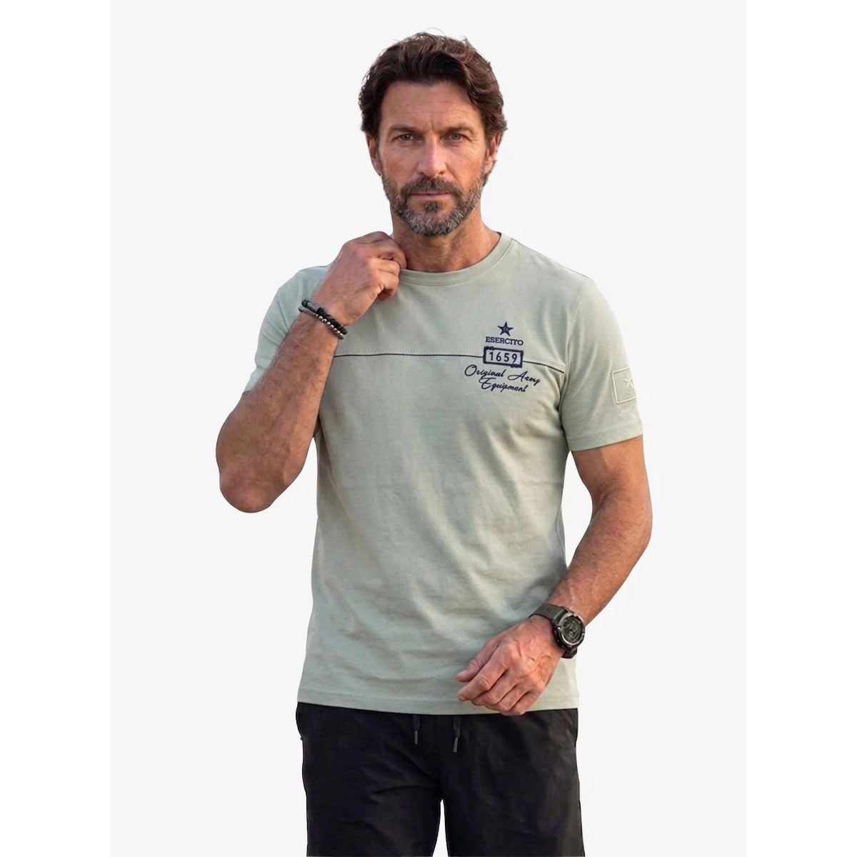 T-shirt Esercito verde in cotone uomo
