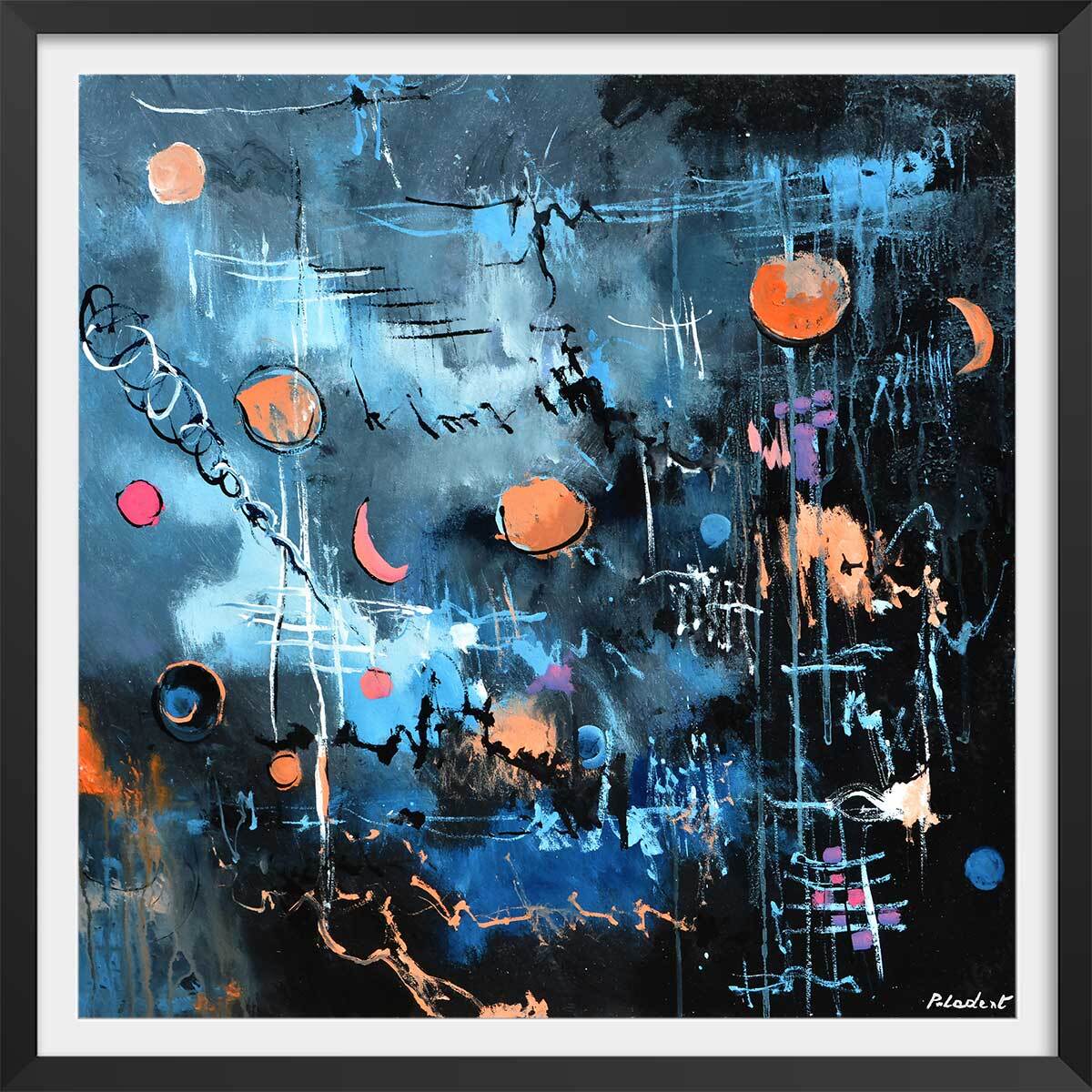 Affiche  la nuit des étoiles Affiche + cadre en bois - Noir