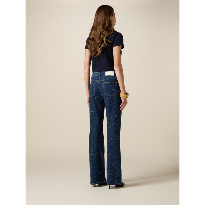 Oltre - Jeans regular con cristalli - Blu