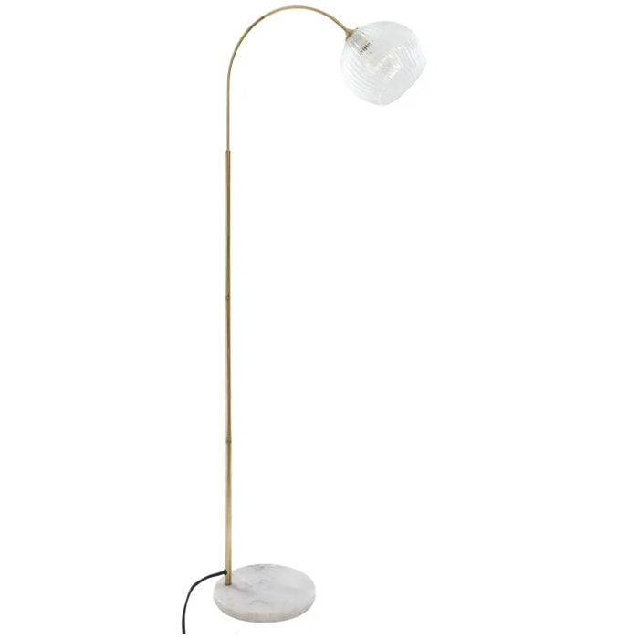 Lampadaire arc "Laye" - blanc et doré - socle en marbre H150 cm