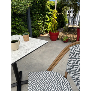 BISTRO - Ensemble repas de jardin 2 places en acier et plateau en HPL - bleu