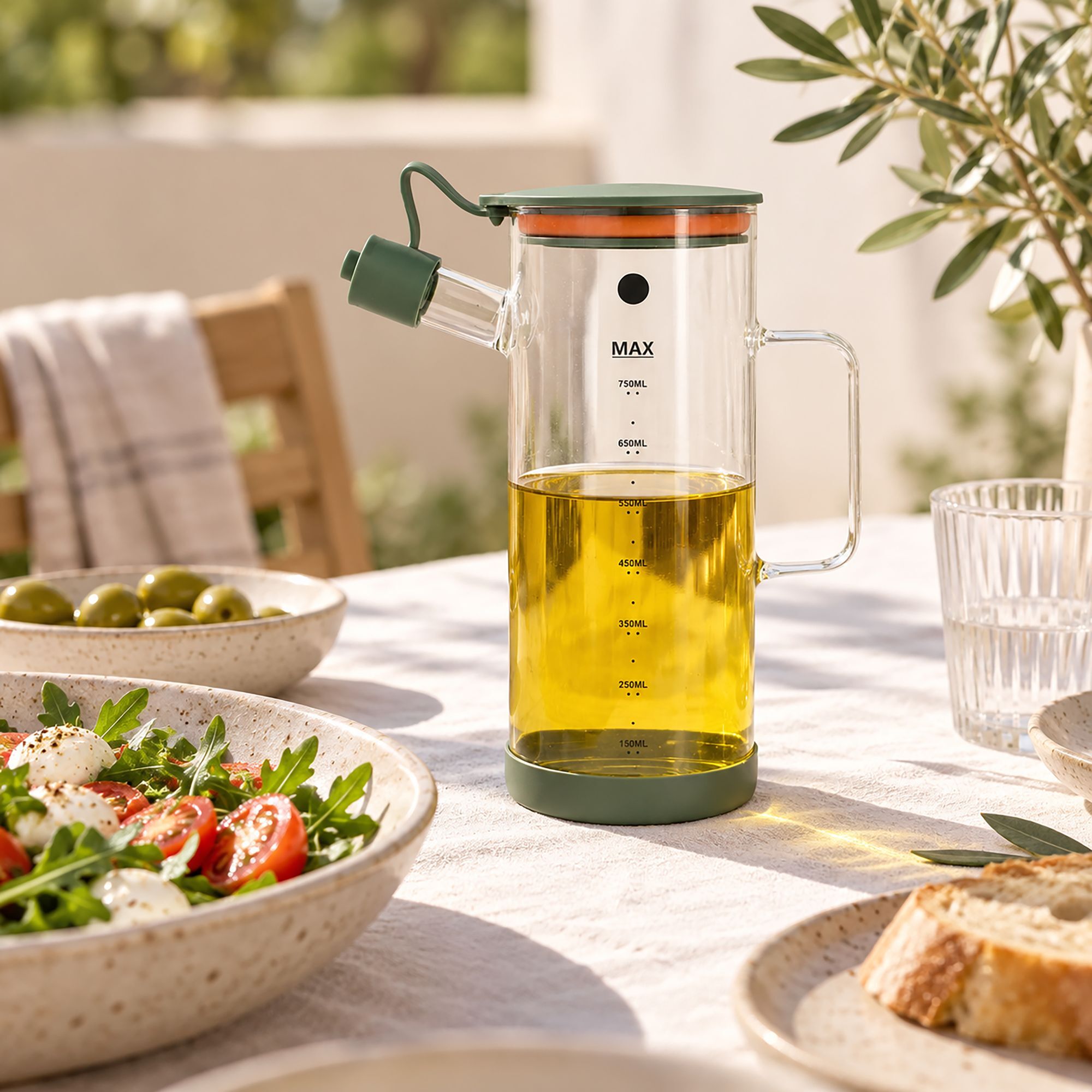 Huilier 75cl en verre et polypropylène vert