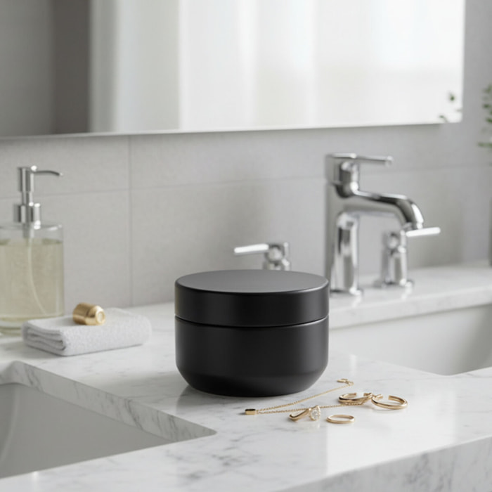 Boite à cotons Céramique JARO Noir Spirella