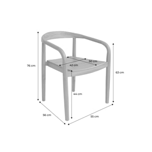 Fauteuil de jardin bois d'acacia (lot de 2) NAIO