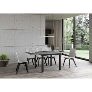 Table Everyday Libra Ciment 90x90 Allongée 90x180 pieds/cadre Anthracite