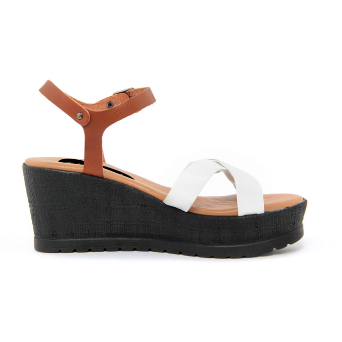 Sandalo con zeppa Donna colore Bianco