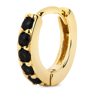 Pendiente Suelto Aro Cleo M Black Baño Oro