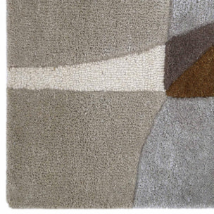 Tapis Salon Géométrique Tufté Main, Laine Noble, YAKA Chaleureux