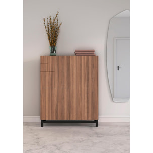 Zapatero melamina Volda nogal patas negro 112x90x27 cm